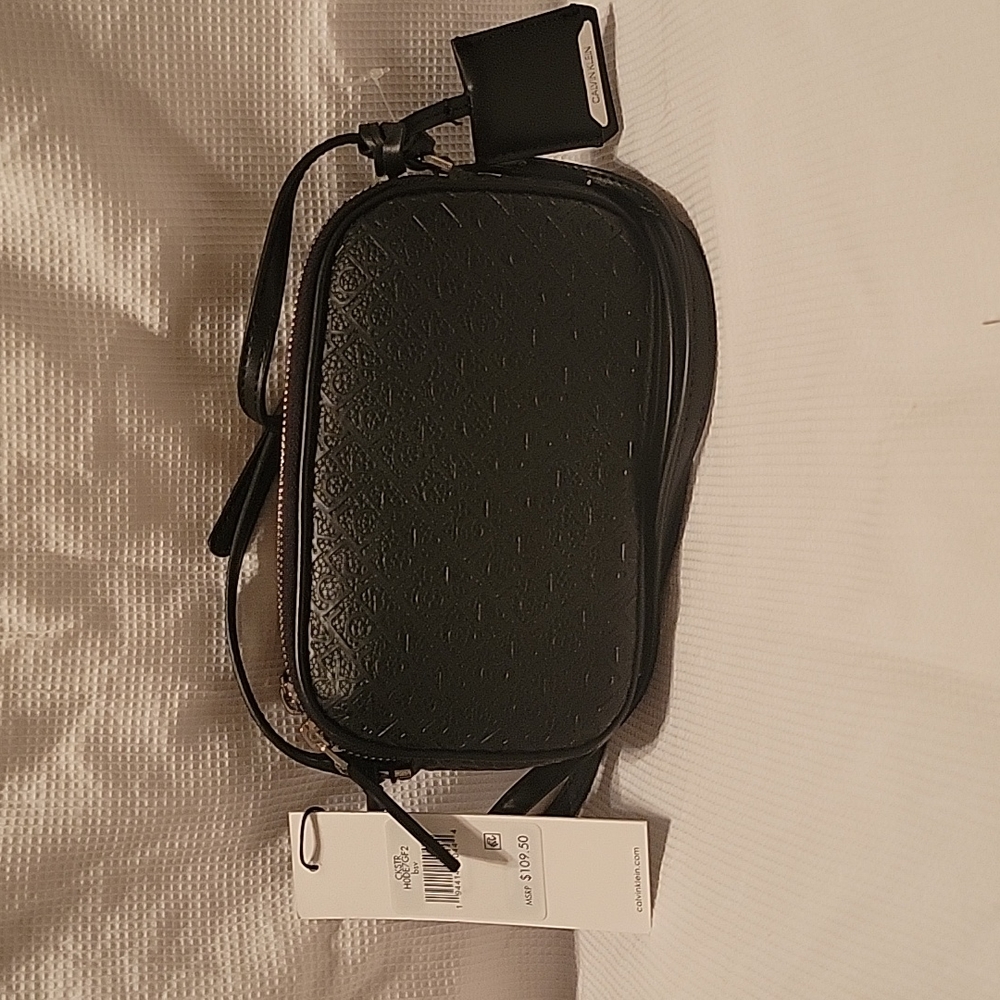 Authentic Calvin Klein mini crossbody CK embossed, Black, NWT